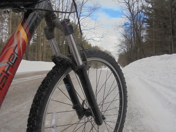 bike on icy road