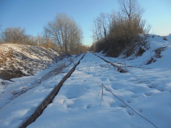snow covered railroad tracks